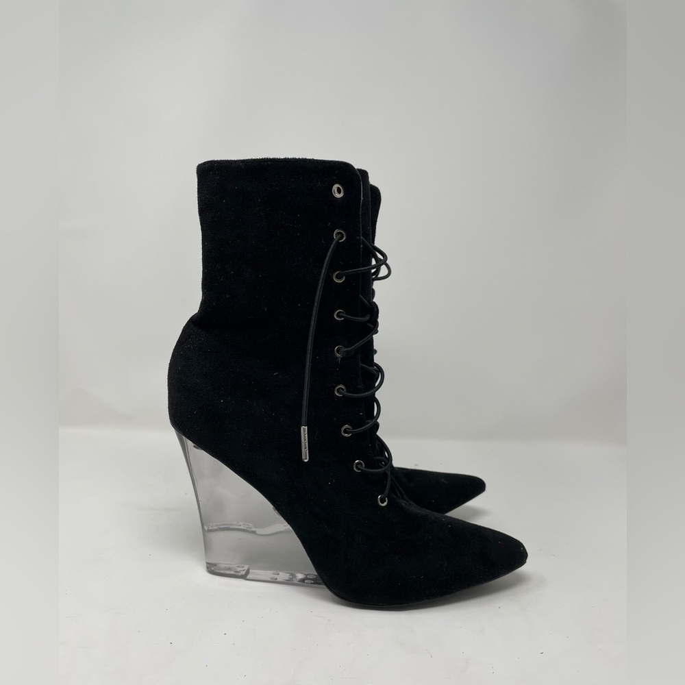 Cape Robbin Black Heels Women Lace Up Boots Suede Size 10 - Picture 4 of 8